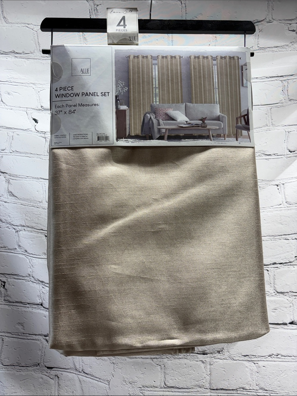 4-Piece Window Panel Set in Beige
